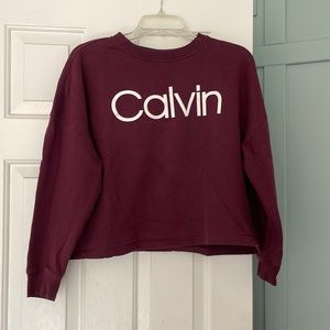 Calvin Klein Maroon Cropped Sweatshirt
